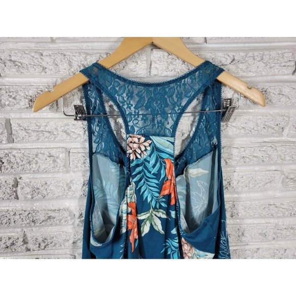 Apt 9 Women Top 1X Plus Pajama Tank Racerback Lace Blue Lightweight FLO398E - Picture 6 of 9